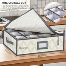 VERONLY - Caja de almacenamiento para copas de vino con separadores caja de almacenamiento para tazas (beige - Beis - Ver 3