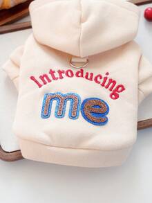 1pc Pet Clothes, Cute Hoodie Sweatshirt For Small Dogs & Cats - Beige - View 7