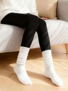 1/3/6双装女士宽松针织袜，女士堆堆袜，女士堆堆袜，女士堆堆袜，女士短袜，黑色、白色和灰色，压缩袜，舒适 - 彩色 - 查看 4