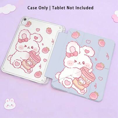 Bunnies 3+Y 可折叠防弯折可爱兔子涂鸦亚克力水晶保护壳，适用于荣耀平板电脑 9/10、荣耀 GT 11.5 英寸/X9A/X9Pro、MatePad SE 11/MatePad 11 英寸 2023/2022、MatePad Pro、第十代 11 英寸 2025、Galaxy Tab A9 Plus/A11/A11 PLUS