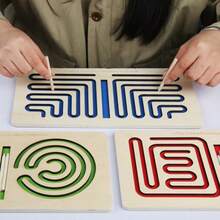 1set Left & Right Brain Development Toys, Pen Drawing Trajectory Training Wooden Educational Toys, Developmental Toys, Holiday Gift - Multicolor - View 7