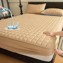 100% Waterproof Quilted Mattress Protector Cover With Elastic - Màu be - Xem 1