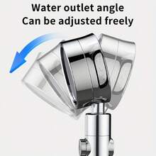 1pc Silver Shower Head With 3 Spray Settings, Adjustable Angle, Home Bathroom Accessory - H37 - View 5