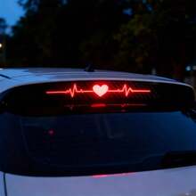 High-Mount Brake Light Sticker, Heart-Shaped Heartbeat Pattern, ECG Taillight Sticker, 3D Carbon Fiber Matte Texture, Adding Prominent Safety Marks To Your Car - A - View 2