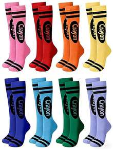 4双/8双彩色条纹短袜，时尚创新柔软亲肤女袜 - 彩色 - 查看 1