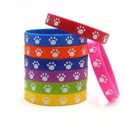 16 piezas/8 piezas Pulseras suaves con temática de mascotas para fiestas de cumpleaños, pulseras de goma con tema de dibujos animados, pulseras con personajes de anime, decoraciones para fiestas - Duraderas, impermeables, cómodas, pulseras de silicona con estampado de patas de animales de colores, adecuadas para eventos con temática de mascotas, actividades de equipo, celebraciones de cumpleaños y fiestas conmemorativas, aplicables a fiestas de cumpleaños, fiestas de cumpleaños temáticas, series de fans, Navidad, decoraciones y cosplay (estilos aleatorios)