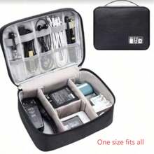 1 Hộp đựng trang sức nhiều lớp, túi đựng phụ kiện kỹ thuật số du lịch, hộp đựng sạc dự phòng, tai nghe, máy ảnh, cáp dữ liệu, túi đựng điện thoại di động, máy tính xách tay đa chức năng có ngăn, hộp đựng mỹ phẩm dung lượng lớn, thích hợp đựng cáp dữ liệu, túi đựng phụ kiện điện tử kỹ thuật số du lịch, túi xách tay đựng sạc USB, hộp đựng đồ quý giá - màu đen - Xem 8