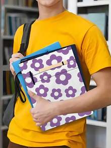 1pc Purple Floral Theme Book Cover With Zipper, Padded Paperback Book Protector, Paperback Book Jacket, Book Cover, Book Sleeve, Printed Book Bag With Front Pocket, Multi-Functional Book Storage Bag, Suitable For School, Students, Teachers, Book Lovers - Dark Green - View 5