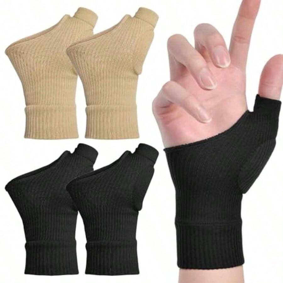 1个压缩护腕套，凝胶硅胶带，罗纹纹理，增强抓握力，拇指稳定器（单只） - 彩色 - 查看 1