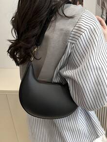 [US-Based Shipping]Black Crescent Shaped Pu Leather Shoulder Handbag, Simple & Stylish, Women, Autumn/Winter, Moon Bag,Carteras Para Mujer,Totes Bags For Women,Purses And Bags,Hand Bags For Women,Wallet,Black Purse,Vintage,Work Bag,Crossbody Bags For Women,Y2k,Clutch Purses For Women,Handbags For Women,Black Bag,Women's Handbags,Shoulder Bag For Women,Bolsos Para Mujeres,Small Purses For Women,Black Clutch,Gifts For Women - 黑色 - 查看 7