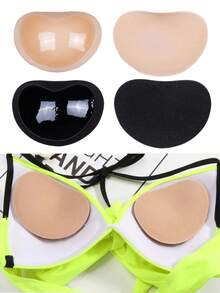 2/4pcs Self-Adhesive Silicone Thin & Thick Invisible Swimsuit Bra Inserts, Solid Color Bra Pads - Multicolor - View 1