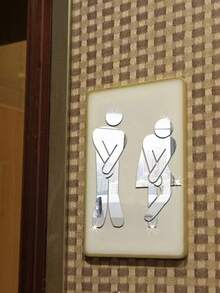 2 pièces Panneau de salle de bain unisexe, signalisation de salle de bain colorée et lumineuse, symbole de genre en matériau ABS convenant aux toilettes publiques, autocollants, décalcomanies murales, décalcomanies de décoration pour la maison, décoration de printemps, rafraîchissez votre maison, autocollants de décoration lama, cadeaux d'anniversaire et de remise des diplômes - Multicolore - Voir 3