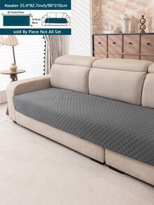 1pc Anti-Slip Seat Cushion Cover, Furniture Protector, Sofa Slipcover, Fits All Sofa Types And Machine Washable - Dark Grey - View 5