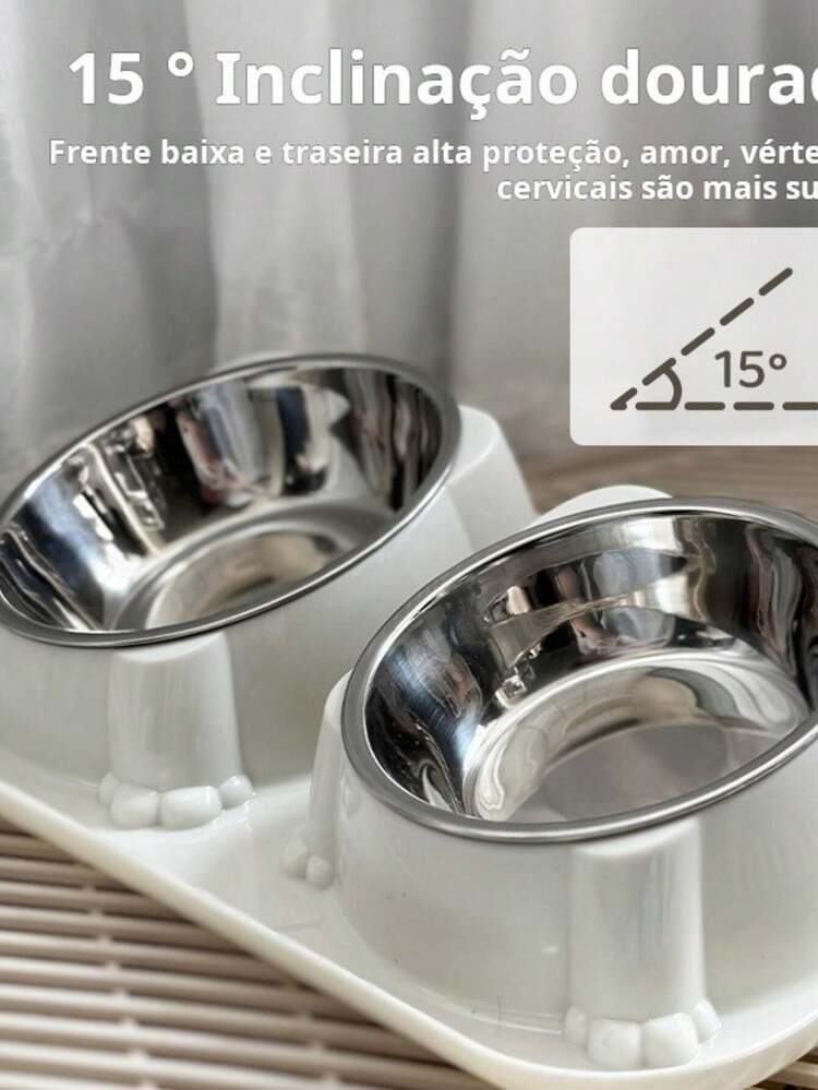 2-In-1 Stainless Steel Double Feeder And Waterer For Pets (Dogs Or Cats) With Non-Slip Base And Angled Design - 184-粉紅色-不銹鋼 - 查看 3