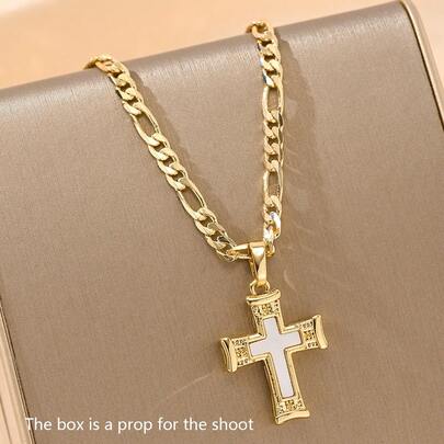 14k Gold Plated Copper Cross Necklace, Classic Religious Symbol Design, Versatile For Multi-Scenes, Show Faith In Daily Wear, Ideal Versatile Faith Jewelry For Holiday Gifting