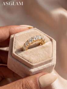 1pc Moissanite Engagement Ring & Wedding Band, S925 Sterling Silver Elegant Luxury Jewelry Gift For Women - Gold - View 5