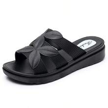 Sandalias de suela gruesa con talón de mujer Novedades de verano: sandalias de moda para mujeres de mediana edad y mayores. Zapatos casuales de tacón medio y suela blanda para madres y mujeres embarazadas. - Negro - Ver 8