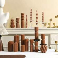 French Striped Cylindrical Soy Wax Candle Stick, Low Temperature Scented Candle Home Decor - A - View 10