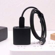 苹果数据线保护套，20W充电器适配器，哑光黑软壳，极简设计 - 黑色 - 查看 3