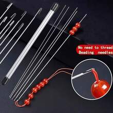 4Pcs Beading Needles17cm/6.69inch With Storage Tube, Bead Crochet Hooks Beaded Needles Steel Wood Bead Needle Threader Jewelry Making Tools Beading Needles Sewing Embroidery - View 5