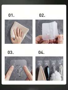 30pcs Transparent Self-Adhesive Heavy Duty Waterproof Oil-Proof No-Drill Removable Wall Hooks, Suitable For Kitchen, Bathroom, Home Office, Closet Door Hanging Storage Organization Practical Reusable Hooks - Multicolor - View 11