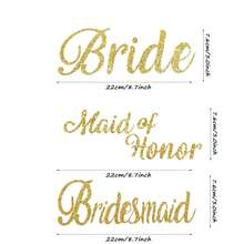 1pc Gold Bride Heat Transfer Sticker, Bridesmaid Heat Press Letter Decal, Vinyl Lettering Sticker For T-Shirt, Wedding Bag, Apparel, Party, Gold Glitter Letters - Multicolor - View 6