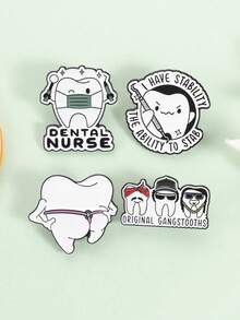 1件/套 牙科护士和稳定牙齿珐琅徽章 可爱卡通牙齿金属胸针 时尚翻领徽章 包包配饰 包饰 珠宝礼品 - 彩色 - 查看 2