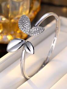 1件装女士手镯，蝴蝶翅膀镶嵌合成锆石手镯，百搭开口手镯，适合作为礼物和日常佩戴 - [更好品質]手鐲 - 查看 9