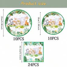 Elephant Pattern Disposable Tableware Set, 7/9 Inch Party Plates, Disposable Paper Plates, Napkins, Cups, Suitable For Holidays, Weddings, Engagements, Birthdays, Parties, Celebrations - Multicolor - View 9