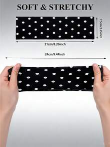 1/6条装女士波点发带，弹力宽幅布艺发箍，甜美优雅波西米亚风发饰，吸汗头巾，适合日常佩戴、健身、跑步、普拉提 | 复活节礼物，母亲节礼物 - 彩色 - 查看 7