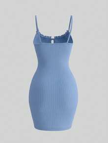 Vestido mini ajustado de unicolor casual de verano - Lavado ligero - Ver 5