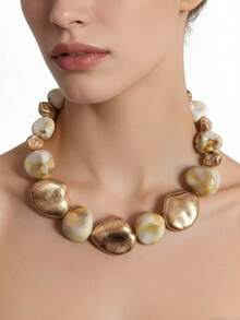 1件时尚优雅几何多色树脂鱼，琥珀树脂，仿绿松石，绿/红/橙/透明花卉图案树脂珠，仿巴洛克不规则珍珠珠，多色花卉图案珠，大理石纹奶油色花卉图案珠，新款海洋元素海星树脂珠，豹纹心形，豹纹圆珠项链，多种款式可选 - 彩色 - 查看 2