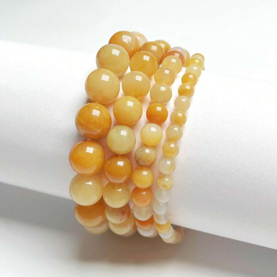 Fashionable Minimalist Women's Natural Yellow Agate Elastic Bracelet - Charming Accessory For Casual Outfits, Blessing Gift, Unisex, Boosts Confidence, Versatile And Elegant. Perfect For Valentine's Day, Holidays, Personalized Gifts, Or Graduation Season - Multicolor - View 1