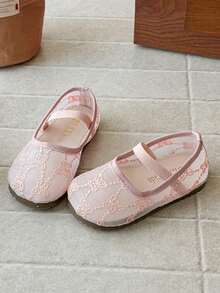 Giày bệt mới cho bé gái năm 2026, giày tập đi cho trẻ nhỏ, giày búp bê lưới thoáng khí, giày công chúa dễ thương cho bé, giày đi học thường ngày. - Hồng - Xem 5
