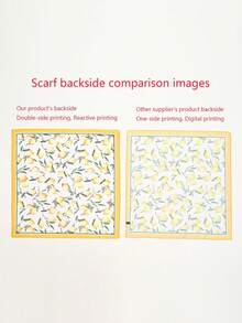 1pc Vacation Style Fresh Lemon Print Neckerchief/Head Scarf - Multicolor - View 3