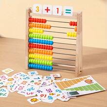 Marco de conteo de madera para matemáticas, juguete de práctica matemática, juguete educativo de madera con tabla de suma y resta, regalo perfecto para diversas ocasiones - Multicolor - Ver 2