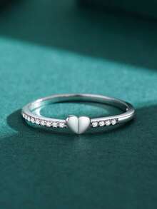 1枚经典925纯银心形戒指，精致珠宝，适合女性日常、度假和约会佩戴，亦可作为礼物。 - 銀色 - 查看 3