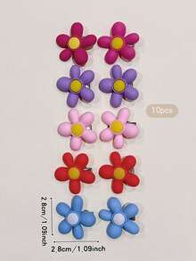10pcs Colorful Flower Hair Clips, Sweet Style Hair Accessories Suitable For Daily Wear - Multicolor - View 8