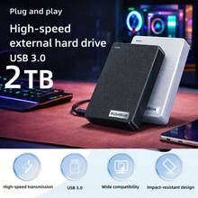 2TB High Speed Portable Portable Hard Drive, High Capacity High Speed Mobile Hard Drive, Portable 2TB, Minimalist Design, Reliable Storage, For Gamers, Students, Professionals, Compatible Model, (USB 3.0) - 查看 1