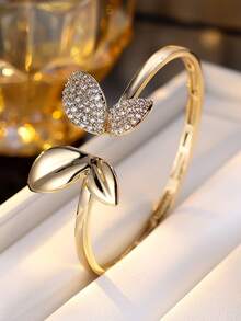 1件装女士手镯，蝴蝶翅膀镶嵌合成锆石手镯，百搭开口手镯，适合作为礼物和日常佩戴 - [更好品質]手鐲 - 查看 5