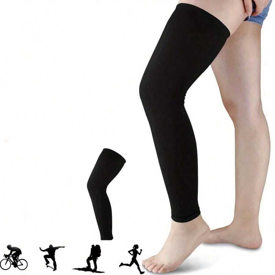 1 chiếc ống bảo vệ đầu gối siêu dài, mỏng, thích hợp để chống nắng, tập thể dục, thấm hút mồ hôi và thoáng khí, bảo vệ hiệu quả, thích hợp cho mùa hè. - màu đen - Xem 1