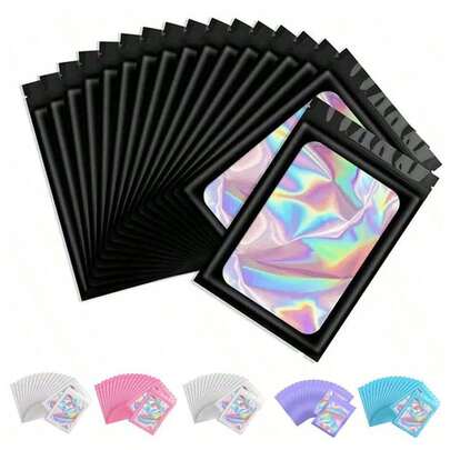100pcs Transparent Window Jewelry Bags, Gradient Color Jewelry Sealed Bags, Reusable, Dust-Proof And Anti-Oxidation, Suitable For Rings, Earrings, Necklaces, Pendants And Other Jewelry, Jewelry Accessory Storage, Home Essential, Holiday Gift