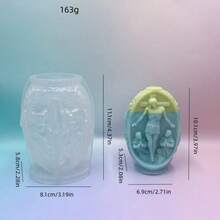 1pc Egg-Shaped Human Figure Aroma Candle Silicone Mold, Easter Jesus Egg, Virgin Mary Egg, Fragrance Stone Plaster Silicone Mold - White - View 3