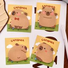 4pcs/Set Cute Cartoon Capybara Self-Adhesive Memo Pad, Office Supplies > Daily Office Supplies > Office Paper > Notebooks & Sticky Notes - Multicolor - View 11