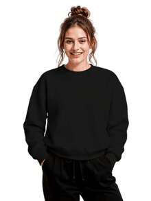 Unisex Crew Neck Sweatshirt With Ribbed Cuffs, Ideal For Winter - Streetwear Style. - View 1