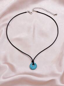 1 pieza Collar con colgante de piedra minimalista, adecuado para uso diario - Turquesa - Ver 2
