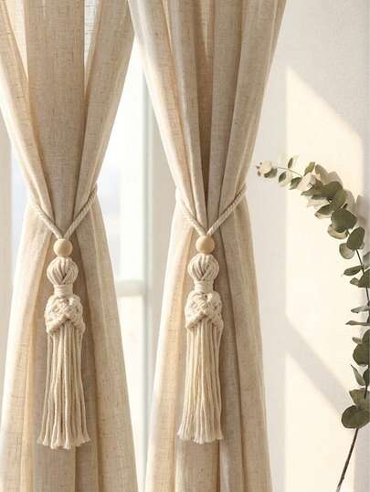 Cute Rainbow Beaded Curtain Ties For Kids Room,Bohemian Style Window Tie Backs For Drapes, Decorative No-Drill Curtain Holdbacks For Living Room