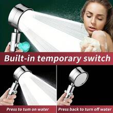 1pc Silver Shower Head With 3 Spray Settings, Adjustable Angle, Home Bathroom Accessory - H37 - View 4