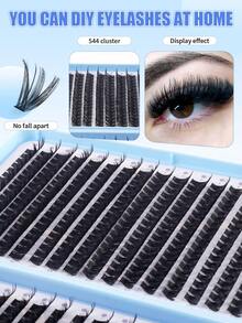 544pcs Clusters D Curl 80D+100D Individual Eyelashes Extensions Kit With Adhesive, Tweezers And Tools For Beginners And Professionals, Soft And Natural Looking Wispy Lash Extensions Set, DIY At Home Segmented Lashes - Multicolor - View 6