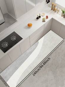 1pc Silica Gel Modern Minimalist Abstract Wave Pattern Kitchen Mat, Pure White Base With Fine Gray Lines Outlining Smooth S-Shaped Curves, Lightweight And Soft Visual, Combining Minimalist Texture And Flowing Rhythmic Beauty. Surface Fabric Material, Middle Sponge Absorbent Material, Bottom Rubber Material Non-Slip And Waterproof Kitchen Rug And Carpet - Multicolor - View 11